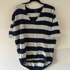 Express oversized navy and grey striped sweater size XS